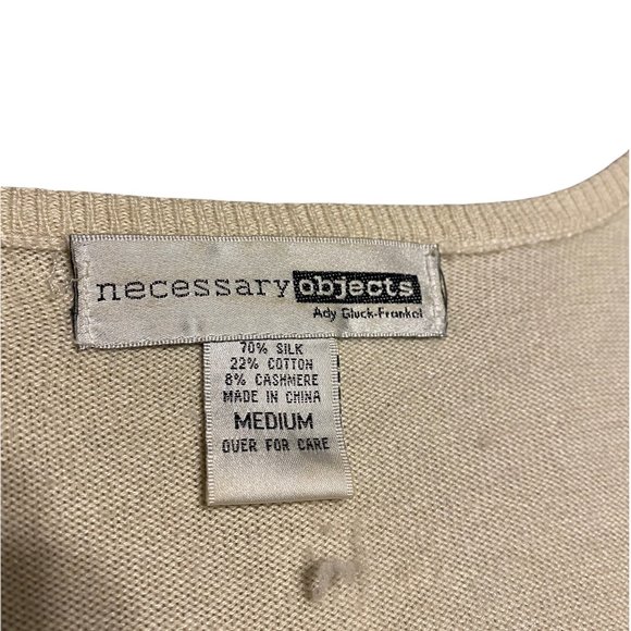 Necessary Objects Beaded Crop Buttoned Sweater Cream Color Women's Size Med - Picture 4 of 8